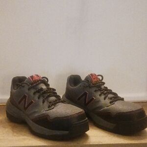 New Balance Gray and Black Trail Sneakers with Rugged Sole